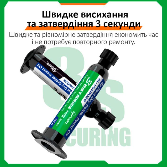 Ультрафіолетовий лак RELIFE RL-UVH902BL 3S швидковисихаючий / маска для паяння в шприці 10CC / синій