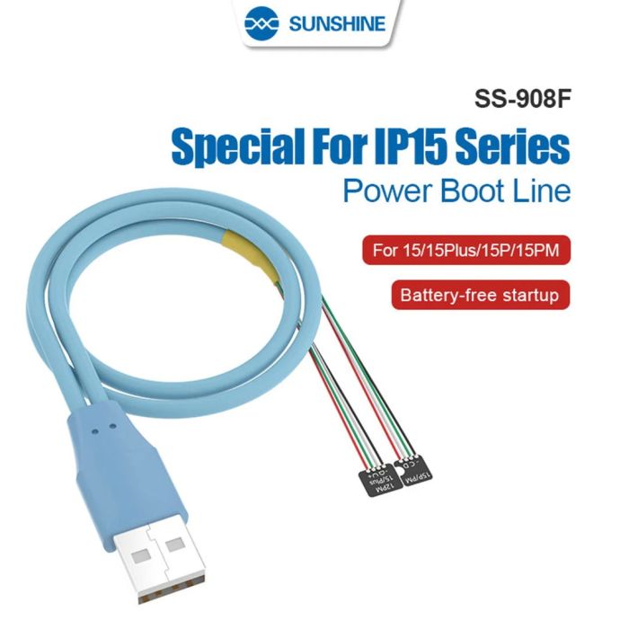 Кабели для блоков питания Sunshine SS-908F с разъемами для подключения плат iPhone 15 / Pro / Plus / Max
