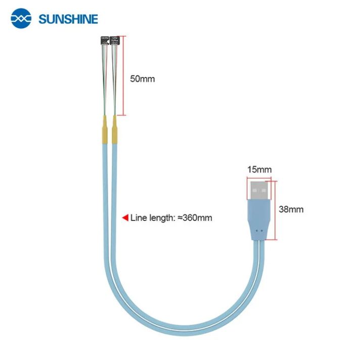 Кабелі для блоків живлення Sunshine SS-908F з роз'ємами для підключення плат iPhone 15 / Pro / Plus / Max