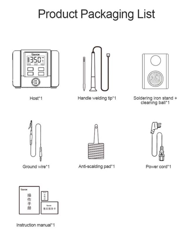 Паяльная станция Quick TS11 Smart / 100-450°C / LCD / 3 канала памяти / 90 Вт