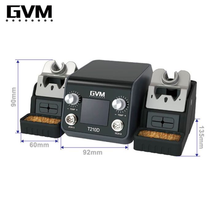 Паяльная станция прецизионная Sunshine GVM T210D / 2 паяльника JBC C210 / 150-480°C / 120 Вт