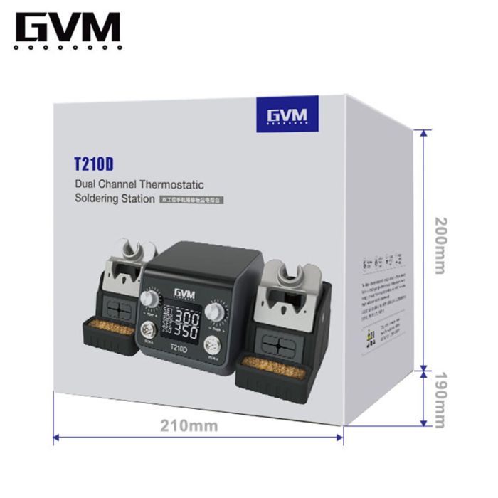 Паяльная станция прецизионная Sunshine GVM T210D / 2 паяльника JBC C210 / 150-480°C / 120 Вт