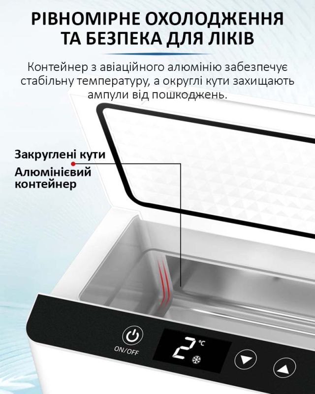 Медицинский портативный мини холодильник Coolbox CL-1202 для лекарств, инсулина / сумка / 12V / 220V / 2xАКБ