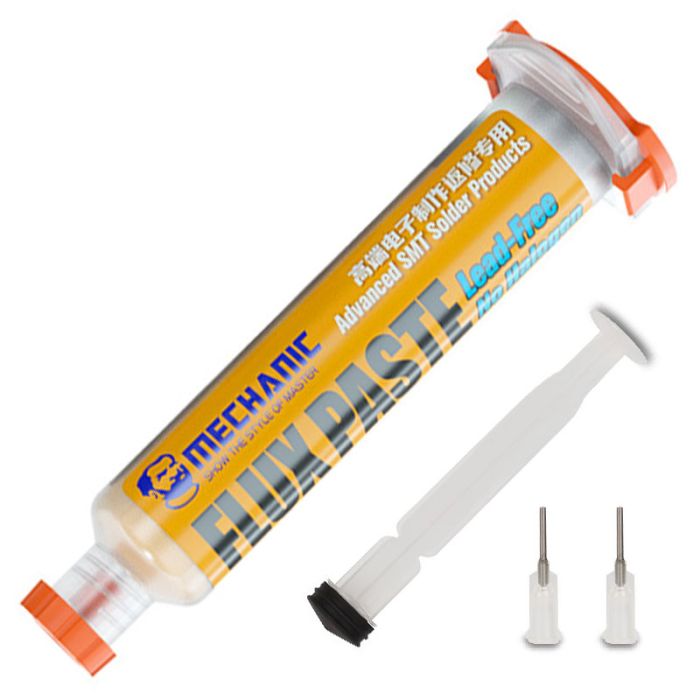 Флюс-паста MECHANIC UV10 в шприце / без содержания галогенов / с дозатором и толкателем / 10cc