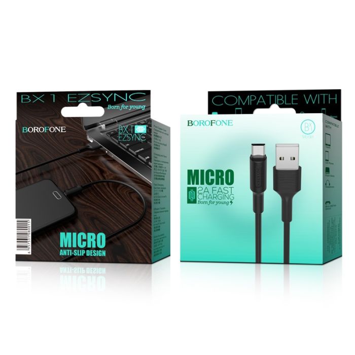 Кабель Borofone BX1 USB to MicroUSB 1m черный