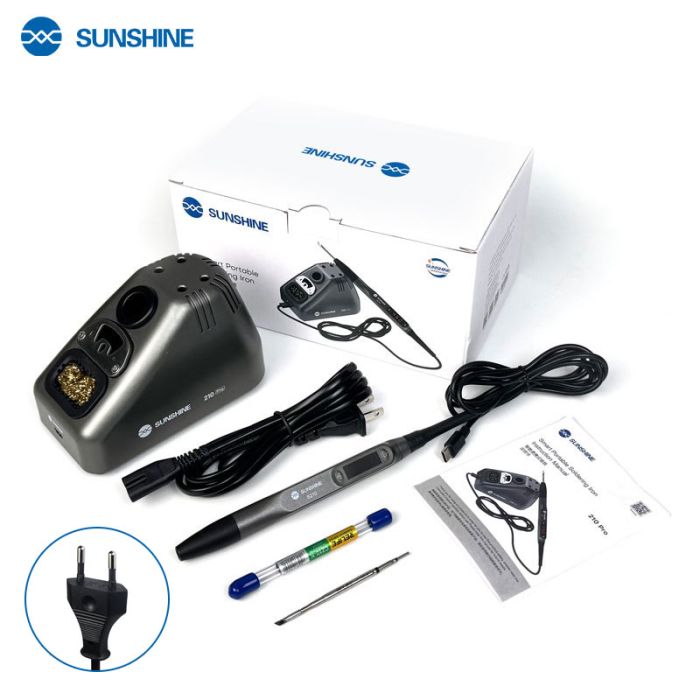 Паяльник SUNSHINE S210 Pro портативний / цифрове регулювання / підставка / 100-450°C / 110 Вт