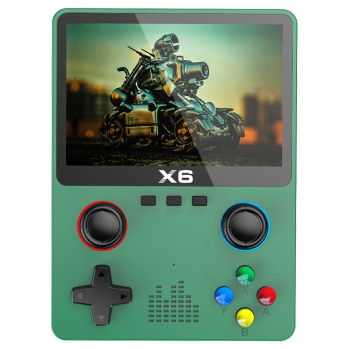 Портативна ігрова приставка X6 10000 ігор / 3.5'' IPS, 640x480 / AV вихід / консоль, ретро / 2000 mAh Green