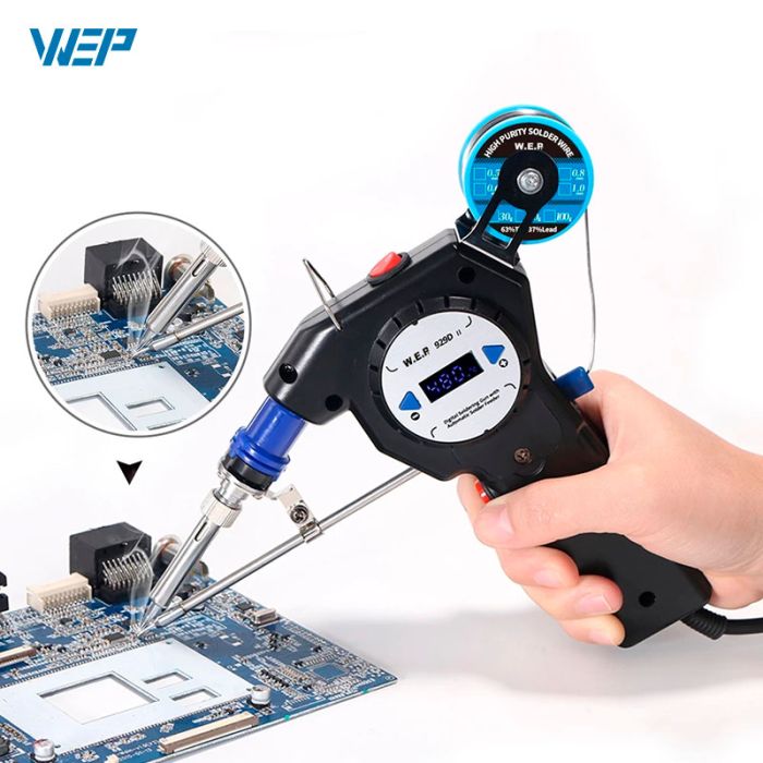 Паяльник WEP 929D-II с автоматической подачей припоя / 130 Вт макс. / LED / 90–480°C