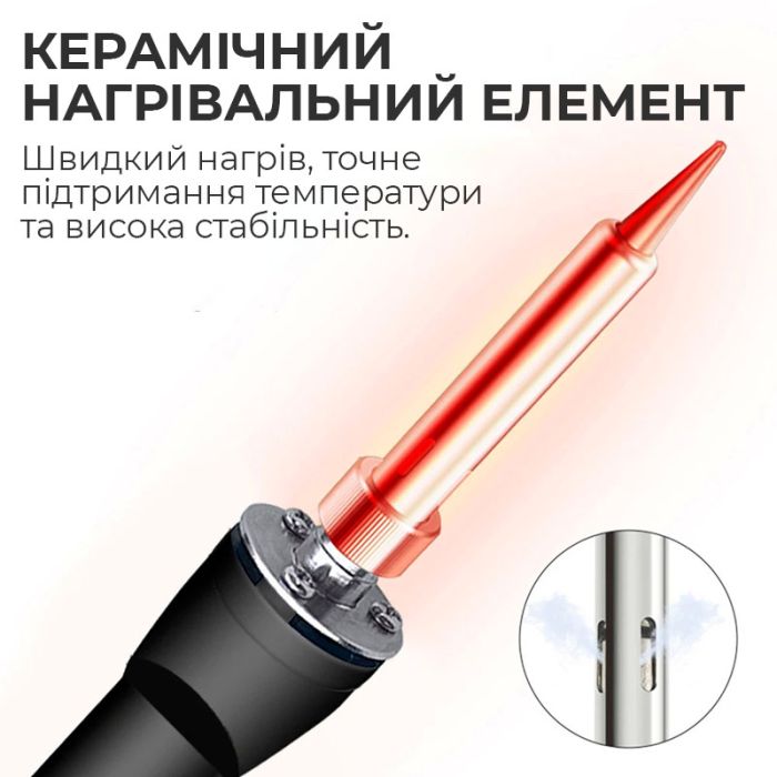 Паяльник с регулировкой температуры 180-480°C / дисплей / жало 900М / 90 Вт / Black