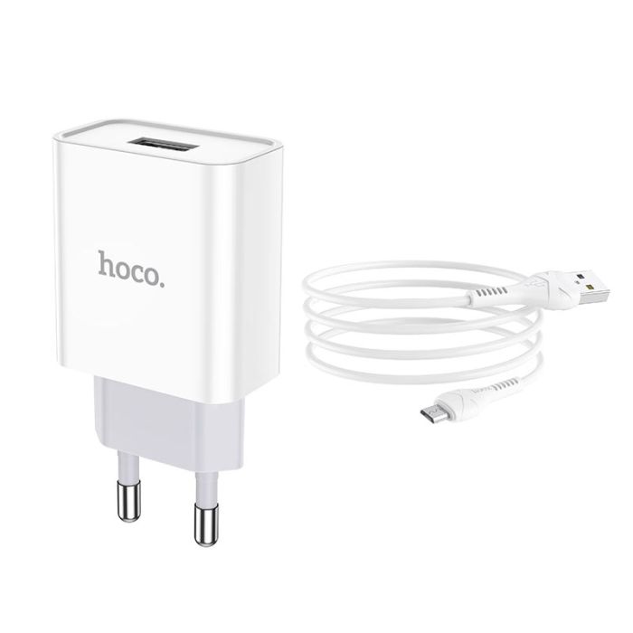 Сетевое зарядное устройство Hoco C81A 1 USB 2.1A Micro белое