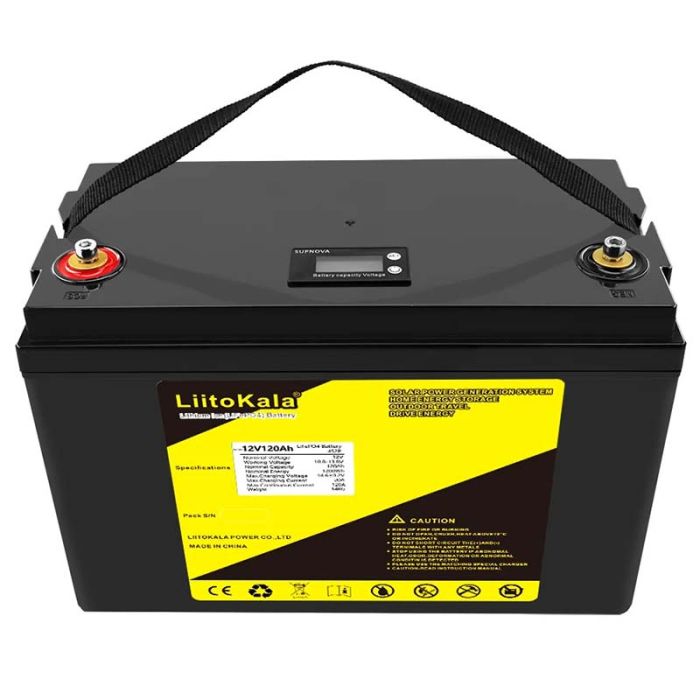 Акумуляторна батарея LiitoKala LiFePO4 12V 100Ah, плата захисту BMS, з дисплеєм LCD
