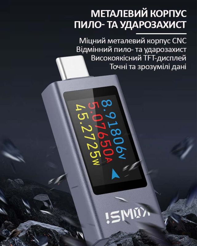 Многофункциональный USB тестер KOWSI KWS-2303C Type-C / ударопрочный / QC3.0 / 4-30V / 12A