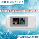 Багатофункціональний USB тестер KEWEISI KWS-1902C Type-C/10 в 1/QC3.0/4-30V/5A White