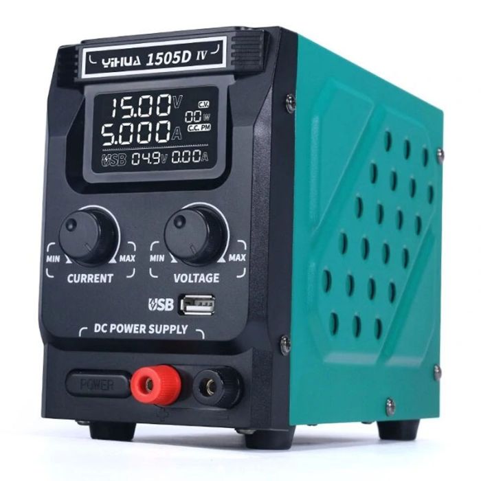 Блок живлення YIHUA 1505D-IV 15V 5A, імпульсний, з цифровою індикацією (V/A/W), Quick Charge 3.0