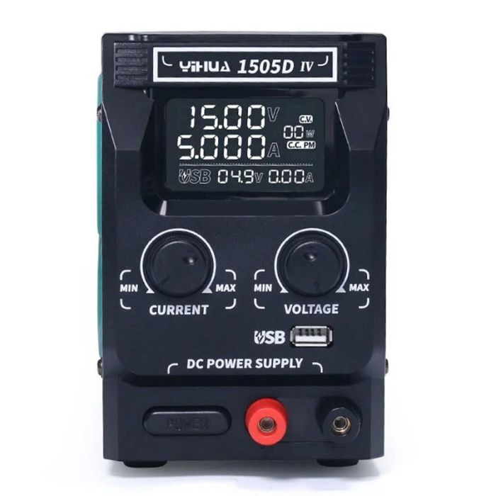 Блок живлення YIHUA 1505D-IV 15V 5A, імпульсний, з цифровою індикацією (V/A/W), Quick Charge 3.0