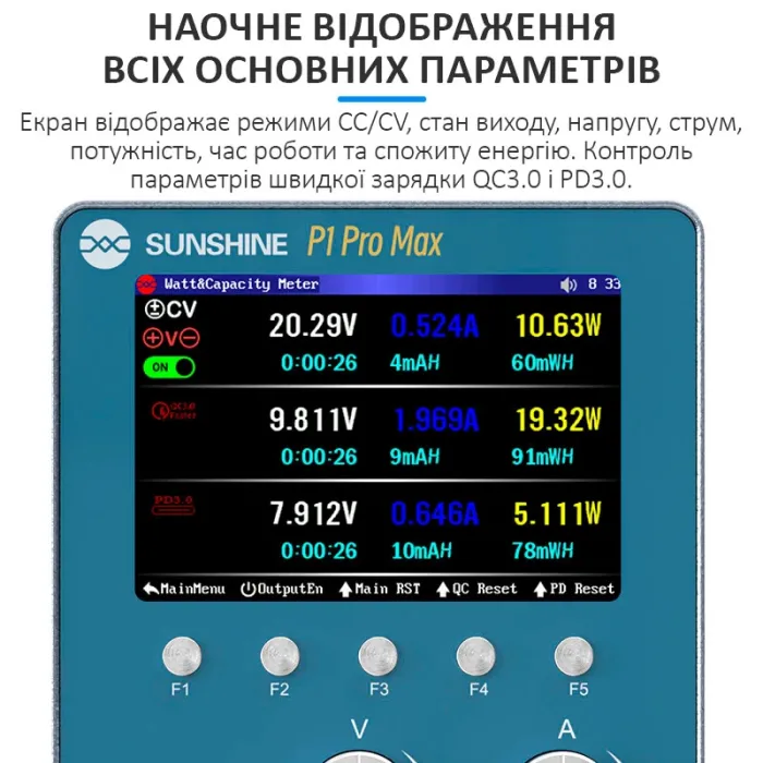 Блок живлення Sunshine P1 Pro Max інтелектуальний, точкове зварювання АКБ, моніторинг, QC3.0, 30В, 20А