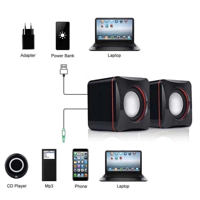 Колонки 2.0 JEDEL JD-CK4 USB + 3.5mm, 2x3W, 90Hz- 20KHz, з регулятором гучності, Black, BOX