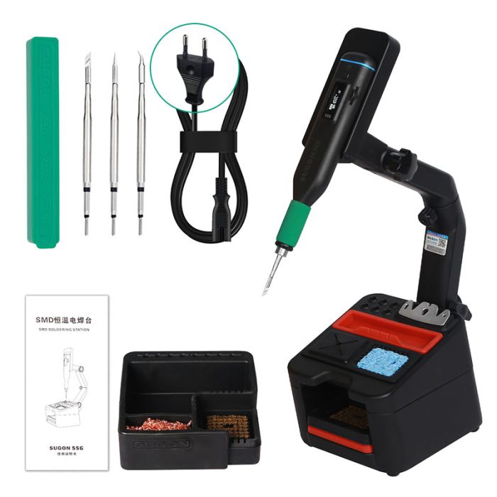 Паяльная станция Sugon SG-55G / портивный паяльник JBC / жало C210 / Type-C / 100-450°C / 250мАч / 15Вт