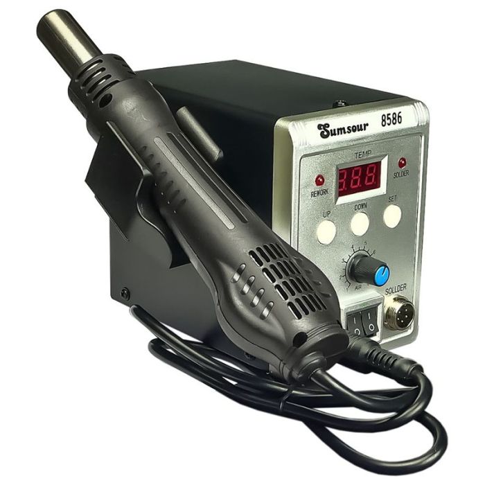 Паяльная станция Sumsour 8586 фен, паяльник, цифровая индикация / 100 - 480°C / 700 Вт