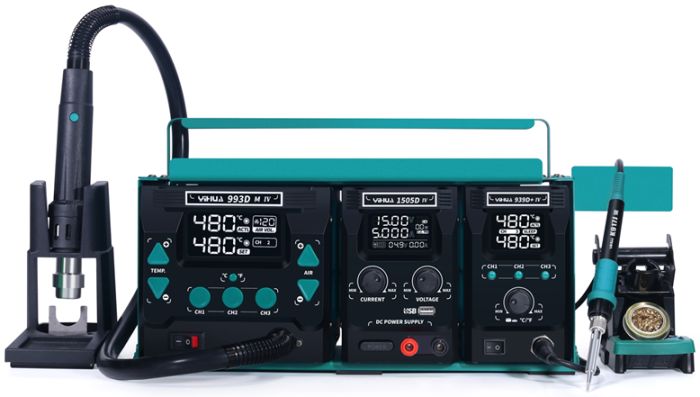 Ремонтный комплекс YIHUA 813 / 3 в 1 / паяльник  90W/ фен 1000W / блок питания 15V 5A / подставка под ноутбук