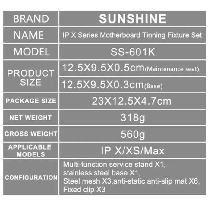 Фиксатор для разделения плат с трафаретами и BGA пастой 138 ° C Sunshine SS-601K для (iPhone X, XS, XS Max)