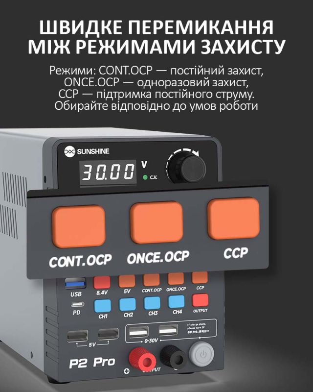 Блок питания Sunshine P2 Pro трансформаторный / 4 канала памяти / Type-C 65W / 5A / 30V