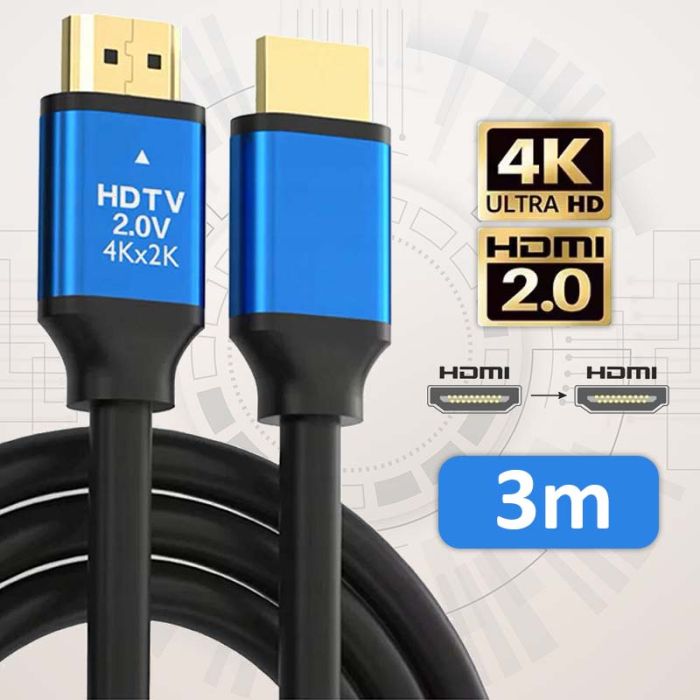 Кабель ХР-559 HDMI-HDMI V2.0 / 4K 2K Full HD / Черный 3м