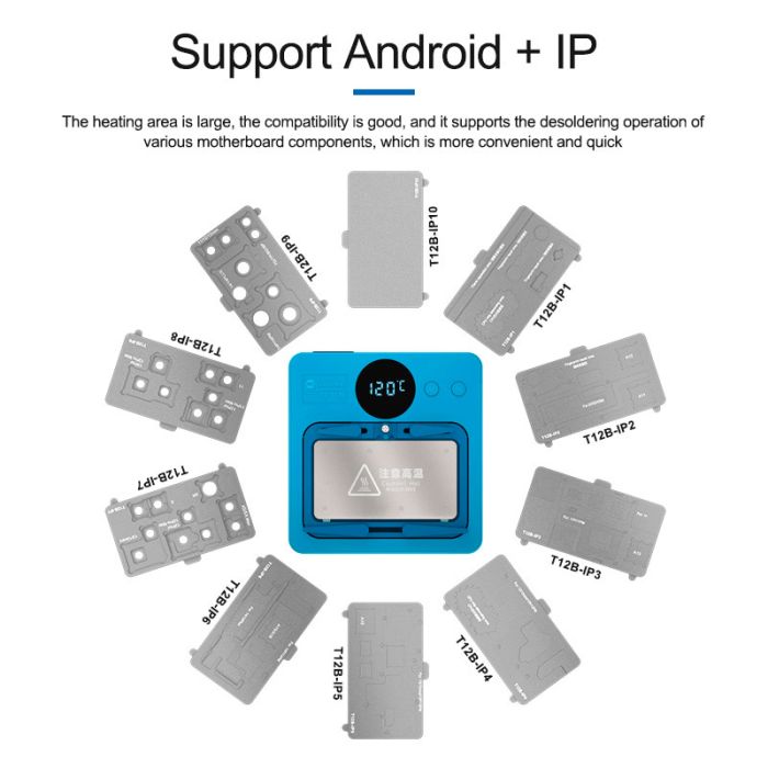 Нижній підігрів Sunshine T12B-IP4 для ремонту плати, процесора CPU iPhone 12 / Mini / Pro / Max