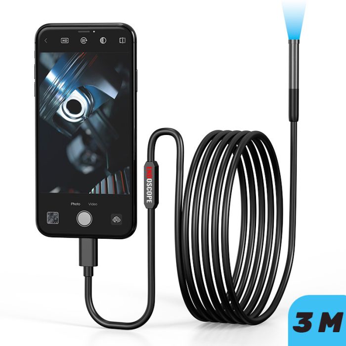 Ендоскоп WI-FI USB / 8 mm камера / підсвічування / IP67 / Android IOS / OTG Type-C / Lightning 3 м