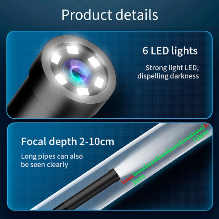 Ендоскоп WI-FI USB / 8 mm камера / підсвічування / IP67 / Android IOS / OTG Type-C / Lightning 3 м