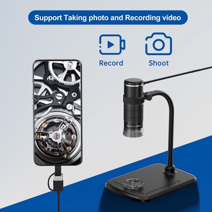 Мікроскоп цифровий портативний AN104 / кратність 1000X / OTG Micro USB / Type-C / підсвічування