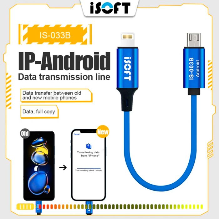 Кабель для передачі даних, синхронізації  ISOFT IS-003B Lightning OTG для iPhone - Android