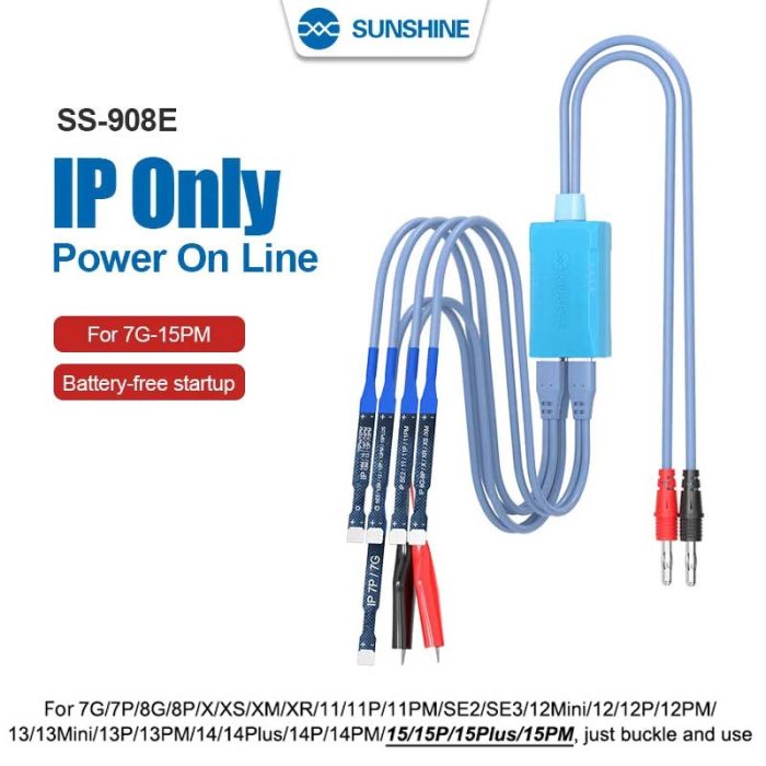 Кабелі для блоків живлення Sunshine SS-908E з роз'ємами для підключення плат iPhone 7 - 15 / Pro / Plus / Max