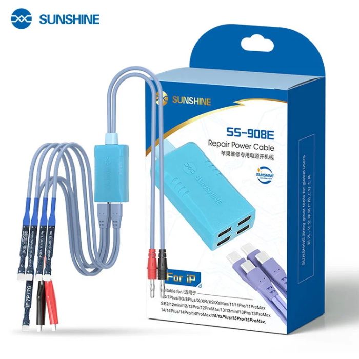 Кабелі для блоків живлення Sunshine SS-908E з роз'ємами для підключення плат iPhone 7 - 15 / Pro / Plus / Max