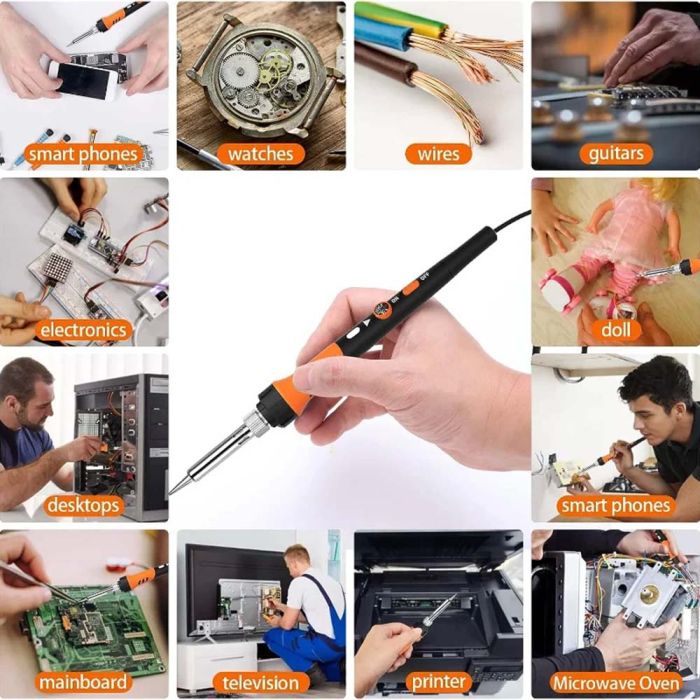 Паяльник с регулировкой температуры 200-450°C / индикатор питания / 60 Вт / Orange
