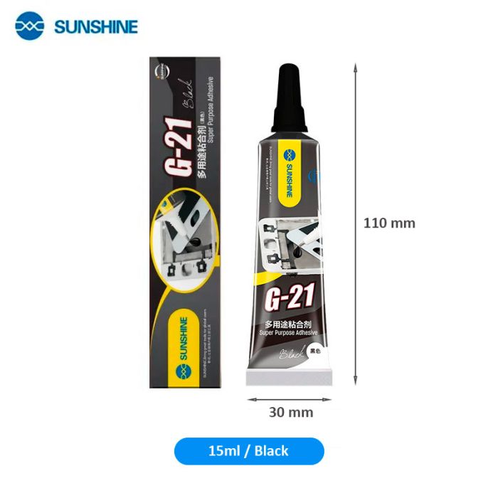 Клей Sunshine G-21 для ремонту дисплея, задньої кришки, з дозатором, чорний 15 мл
