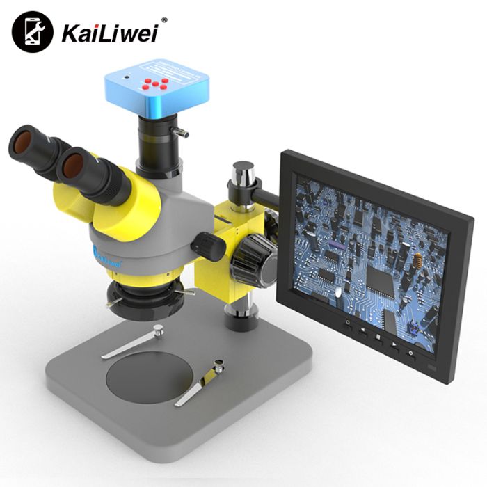 Мікроскоп тринокулярний KaiLiwei K10HT-638-S008 / камера 38Мп 1080P / монітор HD 8" / 45X / HDMI / підсвічування