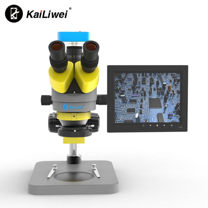 Мікроскоп тринокулярний KaiLiwei K10HT-638-S008 / камера 38Мп 1080P / монітор HD 8" / 45X / HDMI / підсвічування