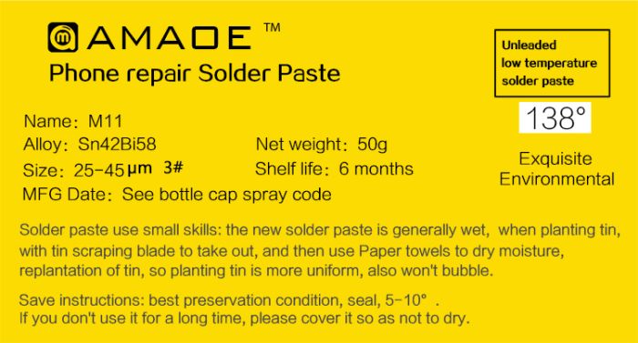 Паяльна паста BGA Amaoe M11 138 ° C (50g)