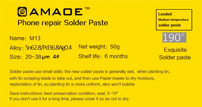 Паяльна паста BGA Amaoe M13 190 ° C (50g)