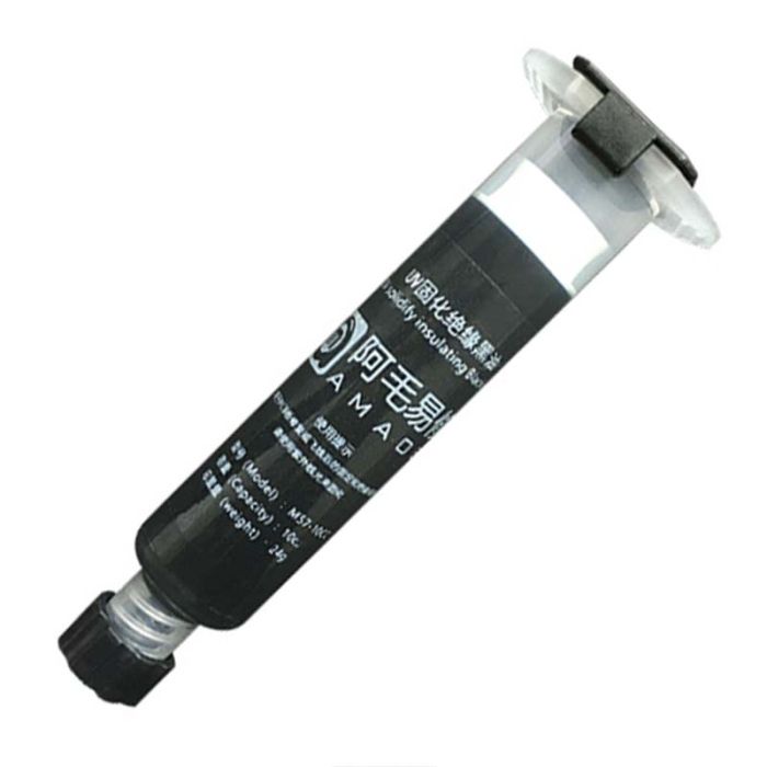 Ультрафіолетовий лак Amaoe M57-10CC маска для паяння, ремонту плат Black (24g)