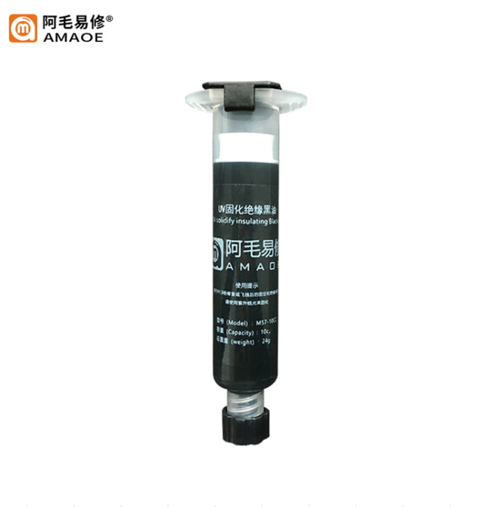 Ультрафіолетовий лак Amaoe M57-10CC маска для паяння, ремонту плат Black (24g)