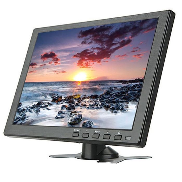 Монитор экран портативный 10'' для авто / видеонаблюдение / ПК / мониторинг / HDMI, VGA, RCA, AV, USB / 12В