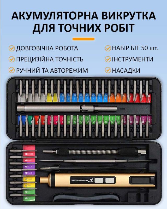 Викрутка акумуляторна SW-80022 / набір 58 в 1 / для точних робіт / Type-C / 350 mAh / в кейсі