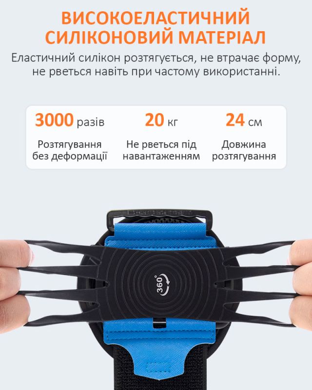 Тримач на руку для смартфона IRUNME / браслет, пов'язка для спорту / 4 - 7 дюймів / чорний