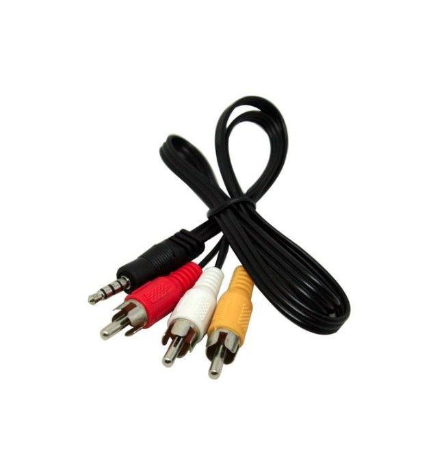 Кабель DC3.5 (тато) => 3хRCA (тато), GOLD Jack, довжина Jack 18мм, CU, круглий, Black, 1,5 м