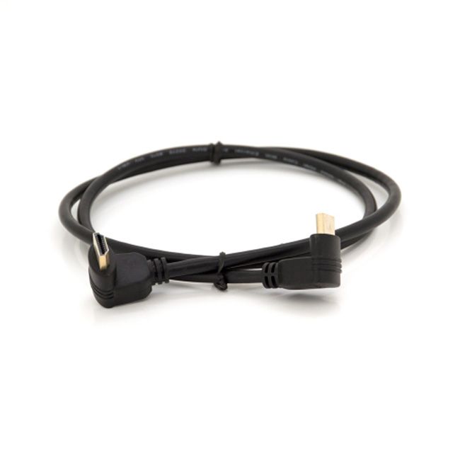 Кабель Merlion HDMI-HDMI 1.0m, v1.4, OD-7.5mm, круглий Black, конектор Black 90° кутовий