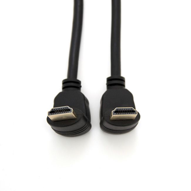 Кабель Merlion HDMI-HDMI 1.0m, v1.4, OD-7.5mm, круглий Black, конектор Black 90° кутовий