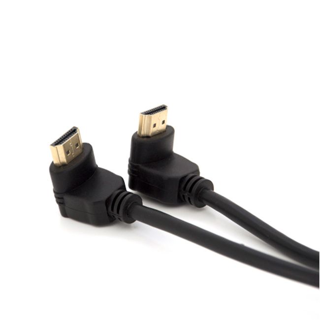 Кабель Merlion HDMI-HDMI 1.0m, v1.4, OD-7.5mm, круглий Black, конектор Black 90° кутовий