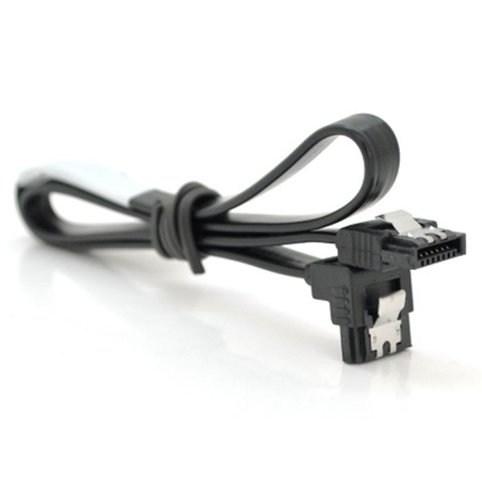 Кабель інтерфейсний SATA 0.45м, кут 90° з клямкою, чорний